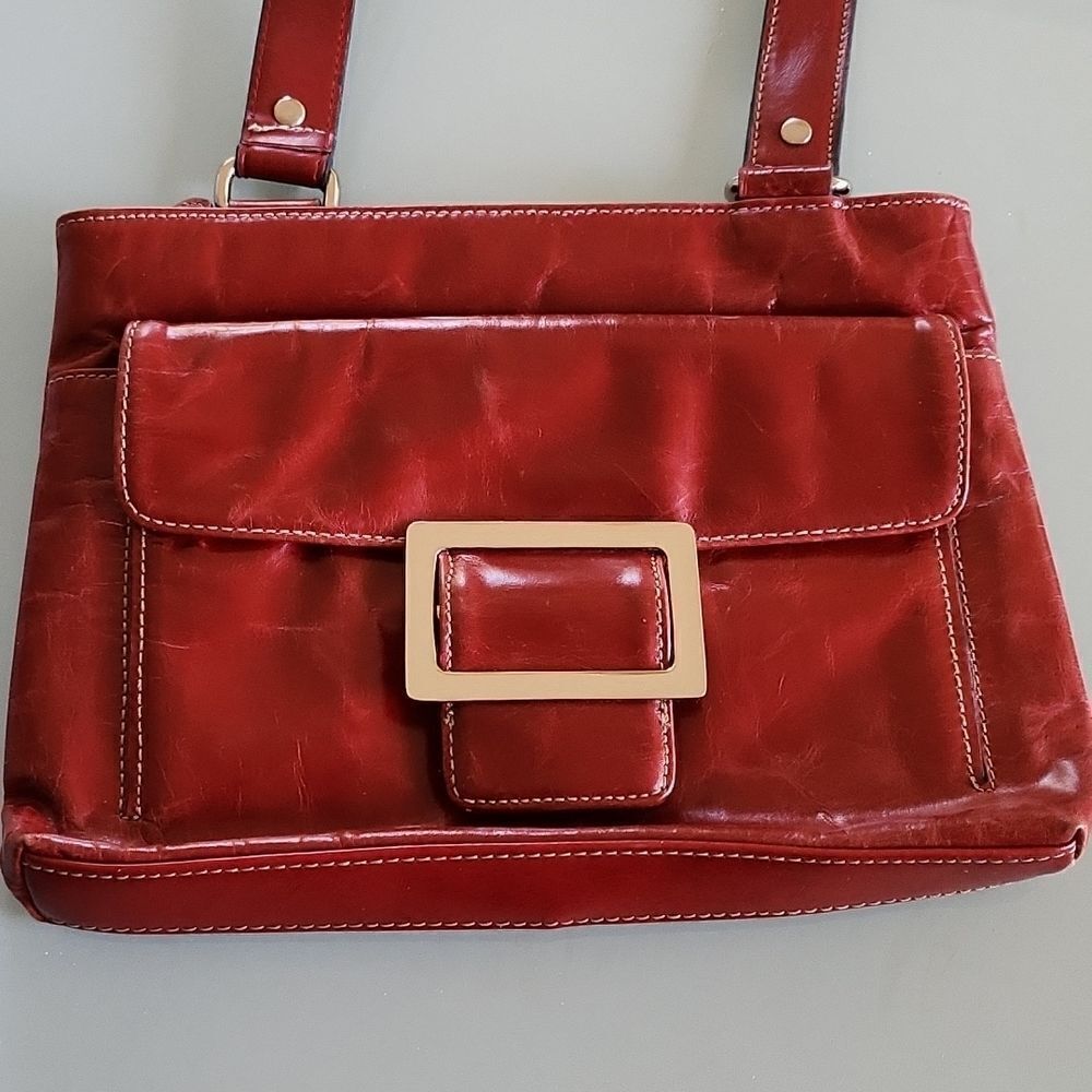 Peck&Peck Red Vintage Retro 70's Edgy Chic Pin Up Red Leather Shoulder Bag